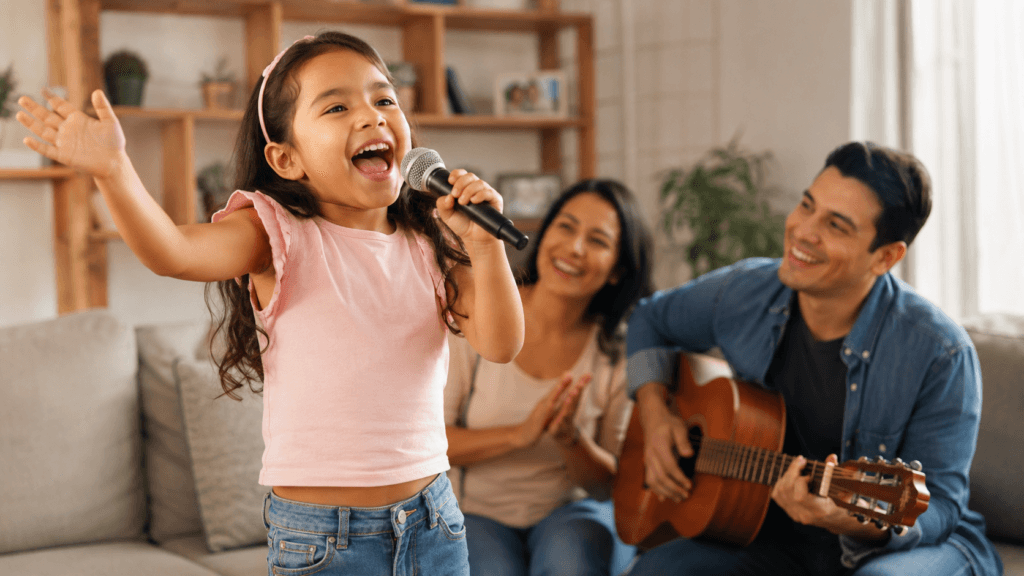 niño expresándose libremente en casa